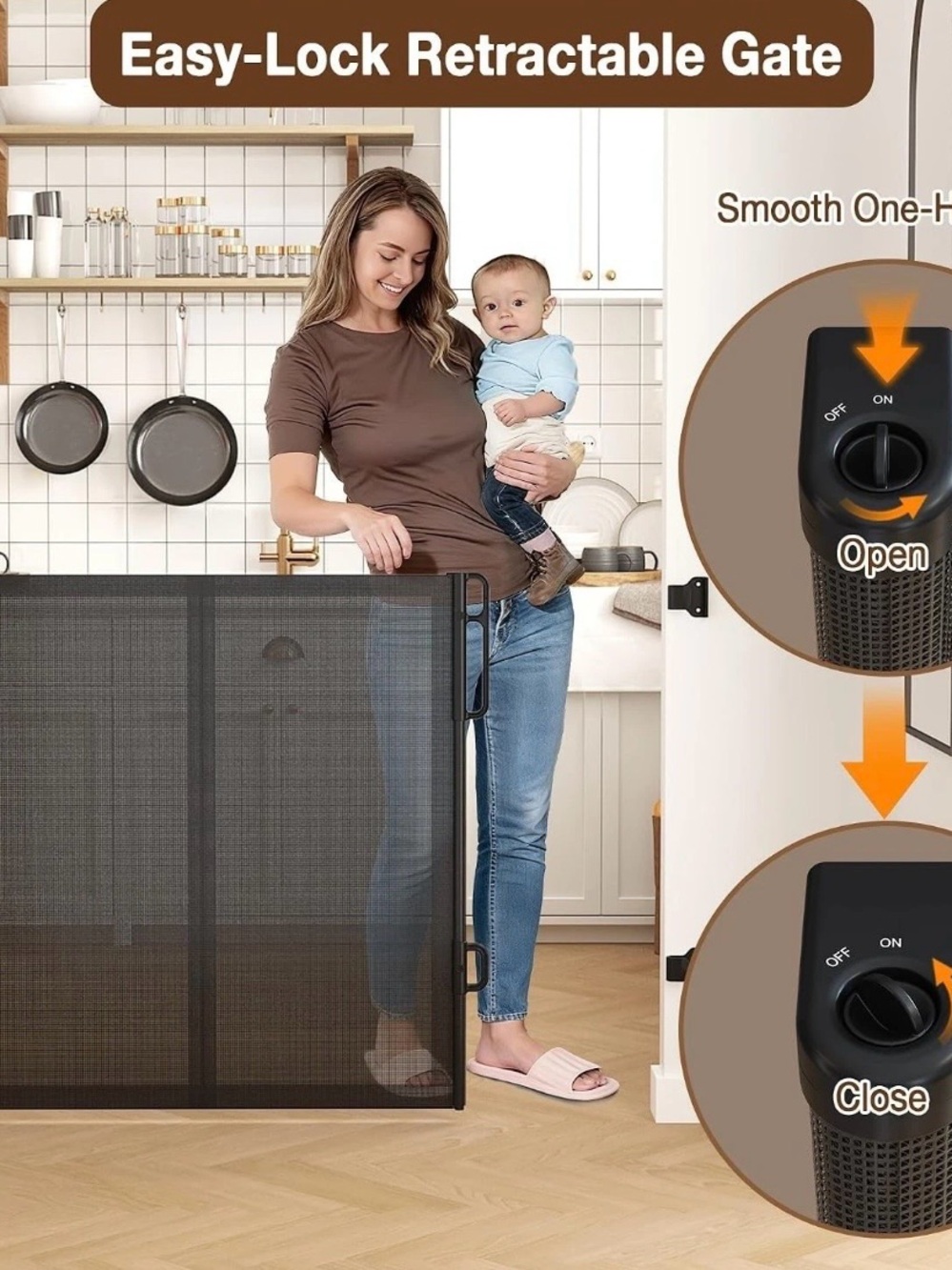 Easy-Lock Retractable Safety Gate - Black